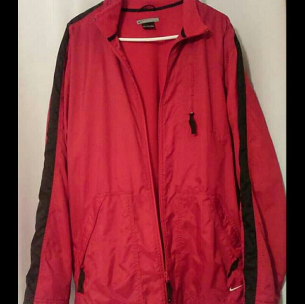 Vintage 90s Nike red fleece lined waterproof jacket coat large